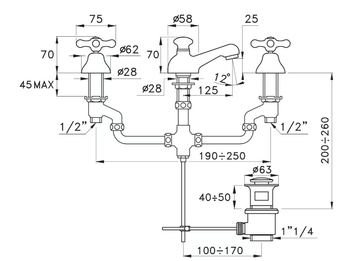 ROMA 3224 - 3 hole washbasin tap by RUBINETTERIE STELLA - view 3